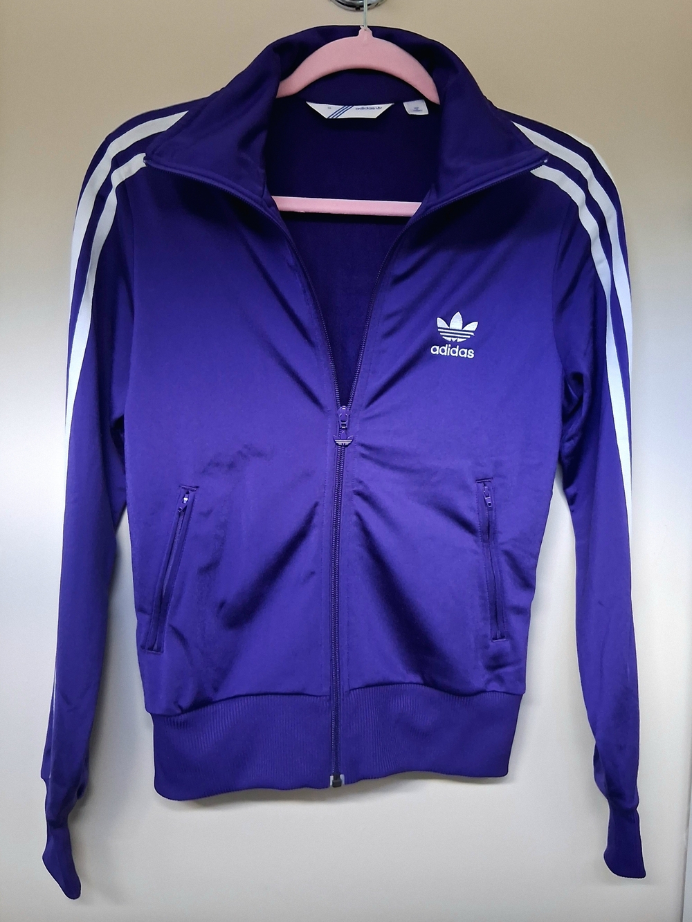 adidas Purple Firebird Track Jacket Y2K Trefoil Retro Women S/EU 36 LIKE NEW